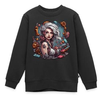 teuflische Frau / blut / Gothic / Heavy Metal - Kinder Premium Organic Sweatshirt - Schwarz - Vorne - AI Model Kid Female (0cm)