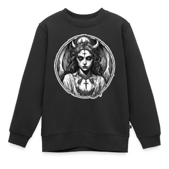 teuflische Frau / blut / Gothic / Heavy Metal - Kinder Premium Organic Sweatshirt - Schwarz - Vorne - AI Model Kid Female (0cm)