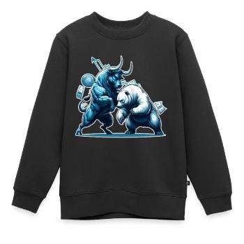 Finance Taureau Bear Fight Wall Street cadeau - Sweat Premium enfant bio - noir - Devant - AI Model Kid Female (0cm)
