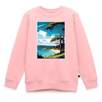 Brownsea Island England Vintage Reiseposter WPA - Kinder Premium Organic Sweatshirt - Rosa - Vorne - AI Model Kid Female (0cm)