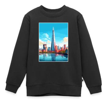 The Shard London England Vintage Travel Poster WPA - Kids Premium Organic Sweatshirt - black - Front - AI Model Kid Female (0cm)