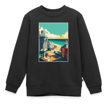 Brighton Pier Seascape Uk Vintage Reiseposter - Kinder Premium Organic Sweatshirt - Schwarz - Vorne - AI Model Kid Female (0cm)