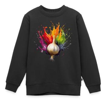 Knoblauch - Kinder Premium Organic Sweatshirt - Schwarz - Vorne - AI Model Kid Female (0cm)