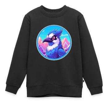 Geai bleu aquarelle dessin animé Kawaii animal de compagnie Animal Colo - Sweat Premium enfant bio - noir - Devant - AI Model Kid Female (0cm)