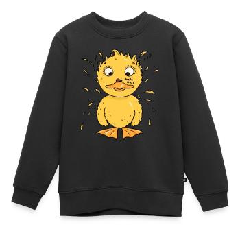 Un petit canard se lie d’amitié avec une coccinelle - Sweat Premium enfant bio - noir - Devant - AI Model Kid Female (0cm)