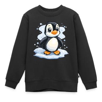 Mignon pingouin banquise enfant cadeau pour bébé - Sweat Premium enfant bio - noir - Devant - AI Model Kid Female (0cm)