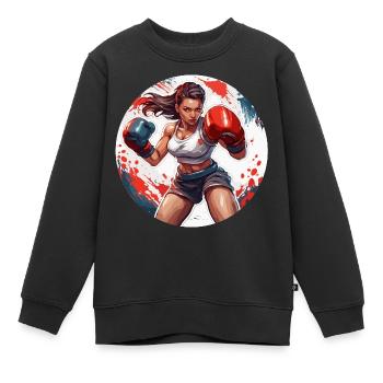 Boxer / Sport / Kampf / Arena / Boxring / Fäuste - Kinder Premium Organic Sweatshirt - Schwarz - Vorne - AI Model Kid Female (0cm)