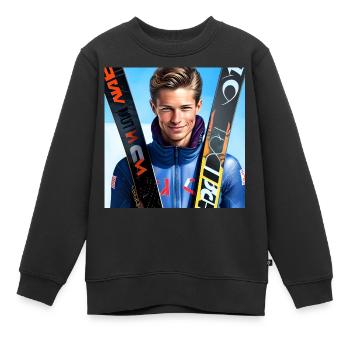 Sauteur à ski - Sweat Premium enfant bio - noir - Devant - AI Model Kid Female (0cm)