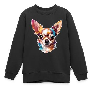 Chihuahua / petit chien / animal / minuscule / race - Sweat Premium enfant bio - noir - Devant - AI Model Kid Female (0cm)