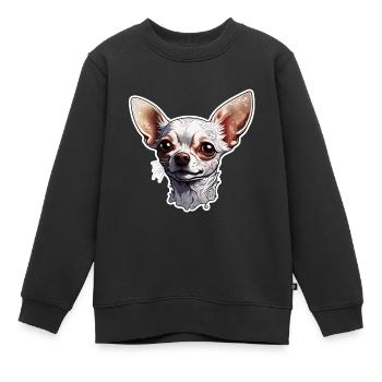 Chihuahua / petit chien / animal / minuscule / race - Sweat Premium enfant bio - noir - Devant - AI Model Kid Female (0cm)