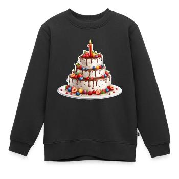 Geburtstagstorte / Kuchen / Happy Birthday / Torte - Kinder Premium Organic Sweatshirt - Schwarz - Vorne - AI Model Kid Female (0cm)