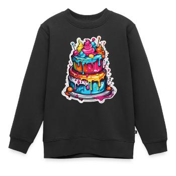 Geburtstagstorte / Kuchen / Happy Birthday / Torte - Kinder Premium Organic Sweatshirt - Schwarz - Vorne - AI Model Kid Female (0cm)