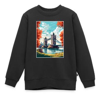 Tower Bridge England Vintage Reiseposter WPA Kunst - Kinder Premium Organic Sweatshirt - Schwarz - Vorne - AI Model Kid Female (0cm)