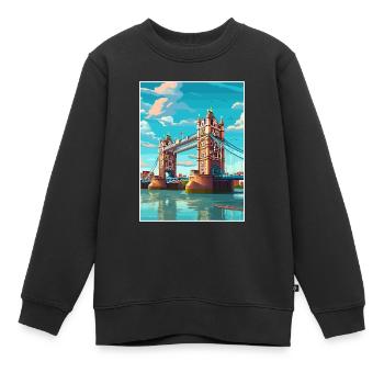 Tower Bridge England Vintage Reiseposter WPA Kunst - Kinder Premium Organic Sweatshirt - Schwarz - Vorne - AI Model Kid Female (0cm)