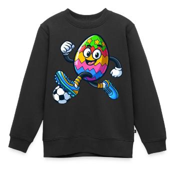 Oeuf de Pâques Oeuf de Pâques Joueur de football - Sweat Premium enfant bio - noir - Devant - AI Model Kid Female (0cm)