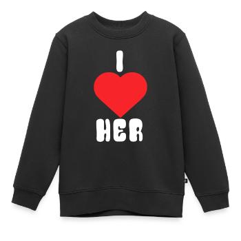 Je l’aime - Sweat Premium enfant bio - noir - Devant - AI Model Kid Female (0cm)