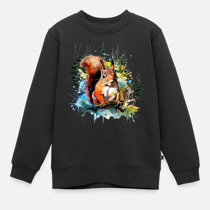 Ecureuil - Sweat Premium enfant bio - noir