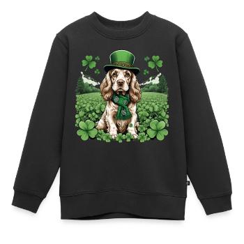 Irish Setter St. Patrick's Day Green Hat Pup - Kinder Premium Organic Sweatshirt - Schwarz - Vorne - AI Model Kid Female (0cm)
