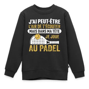 je joue au padel - Sweat Premium enfant bio - noir - Devant - AI Model Kid Female (0cm)