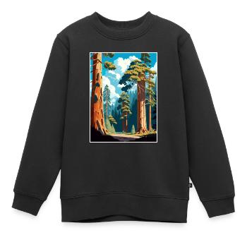 Souvenir du parc d’État de Big Basin Redwoods en Californie - Sweat Premium enfant bio - noir - Devant - AI Model Kid Female (0cm)