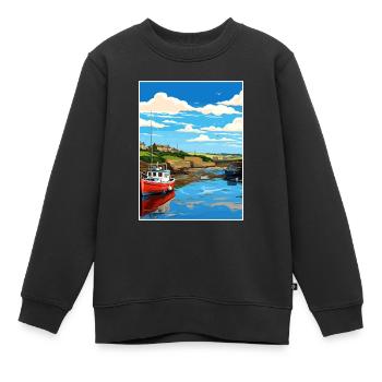 Bude Cornwall Vintage Reiseposter WPA Souvenir - Kinder Premium Organic Sweatshirt - Schwarz - Vorne - AI Model Kid Female (0cm)