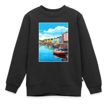 Plymouth Angleterre Vintage voyage affiche Souvenir - Sweat Premium enfant bio - noir - Devant - AI Model Kid Female (0cm)
