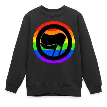 Bunt gegen rechts - Kinder Premium Organic Sweatshirt - Schwarz - Vorne - AI Model Kid Female (0cm)