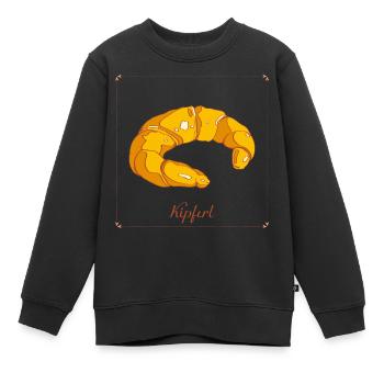 Croissants pour le petit-déjeuner croustillants, élégants et sucrés - Sweat Premium enfant bio - noir - Devant - AI Model Kid Female (0cm)