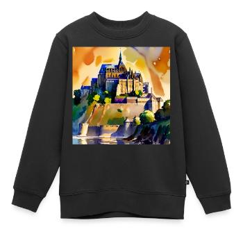 Mont Saint Michel - Aquarell - Kinder Premium Organic Sweatshirt - Schwarz - Vorne - AI Model Kid Female (0cm)