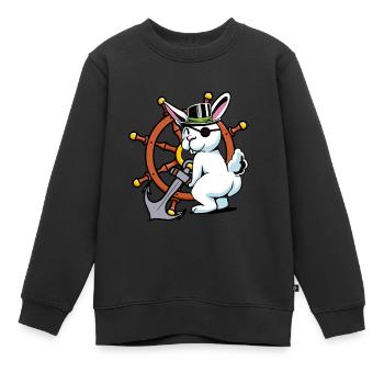 Hase Pirat Freibeuter Piraterie Fantasy Seemann - Kinder Premium Organic Sweatshirt - Schwarz - Vorne - AI Model Kid Female (0cm)