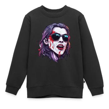 Vampire / Dracula / Suceur de sang / Halloween / Mythe - Sweat Premium enfant bio - noir - Devant - AI Model Kid Female (0cm)