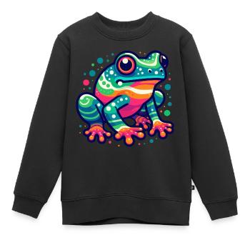 FROSCH KRÖTE UNKE LURCH SUMPF SEE FLUSS FARBENFROH - Kinder Premium Organic Sweatshirt - Schwarz - Vorne - AI Model Kid Female (0cm)
