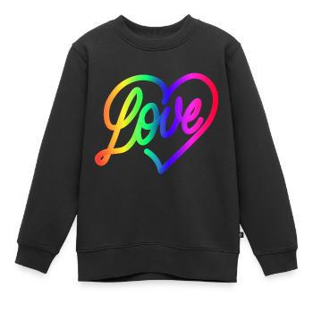 Love LOVE love Herz Regenbogen - Kinder Premium Organic Sweatshirt - Schwarz - Vorne - AI Model Kid Female (0cm)