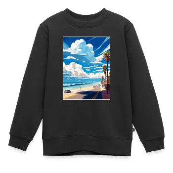 Manhattan Beach Kalifornien Vintage Reiseposter - Kinder Premium Organic Sweatshirt - Schwarz - Vorne - AI Model Kid Female (0cm)