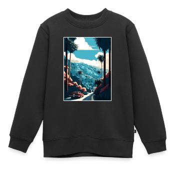 Hollywood California Hills Vintage affiche de voyage - Sweat Premium enfant bio - noir - Devant - AI Model Kid Female (0cm)