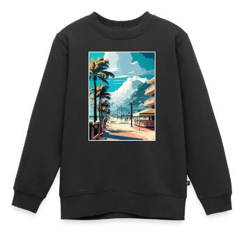 South Beach Floride Vintage voyage affiche Souvenir - Sweat Premium enfant bio - noir - Devant - AI Model Kid Female (0cm)