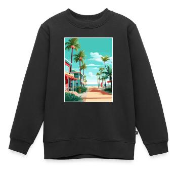 South Beach Texas Vintage voyage affiche Souvenir - Sweat Premium enfant bio - noir - Devant - AI Model Kid Female (0cm)