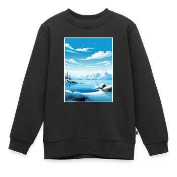 Nordpol Alaska Vintage Reiseposter Souvenir - Kinder Premium Organic Sweatshirt - Schwarz - Vorne - AI Model Kid Female (0cm)