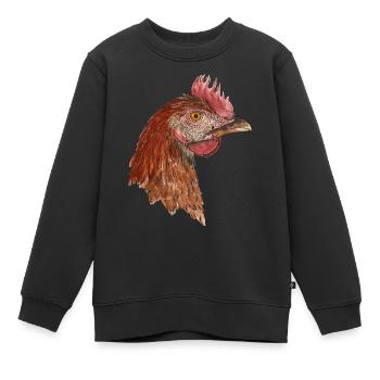 Poule Rhode Iceland Red Farmer Farmer - Sweat Premium enfant bio - noir - Devant - AI Model Kid Female (0cm)