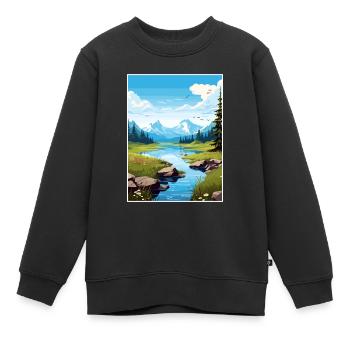 Verstecktes Lake Alaska Vintage Reiseposter Souvenir - Kinder Premium Organic Sweatshirt - Schwarz - Vorne - AI Model Kid Female (0cm)