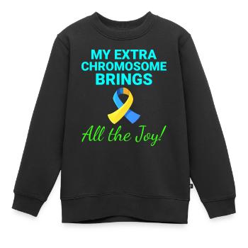 Down-Syndrom-Bewusstsein Joyful Extra Chromosom - Kinder Premium Organic Sweatshirt - Schwarz - Vorne - AI Model Kid Female (0cm)