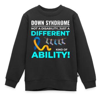 Sensibilisation au syndrome de Down Capacité différente - Sweat Premium enfant bio - noir - Devant - AI Model Kid Female (0cm)