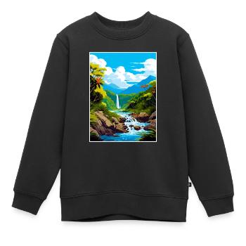 Nasse Tropen von Queensland Vintage-Reiseposter - Kinder Premium Organic Sweatshirt - Schwarz - Vorne - AI Model Kid Female (0cm)