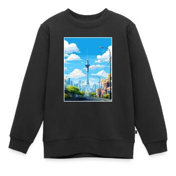 Auckland Neuseeland Neuseeland Vintage Reiseposter WPA - Kinder Premium Organic Sweatshirt - Schwarz - Vorne - AI Model Kid Female (0cm)