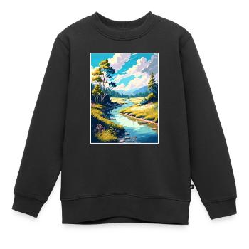 Wye Creek Dekoration Neuseeland Reiseposter - Kinder Premium Organic Sweatshirt - Schwarz - Vorne - AI Model Kid Female (0cm)