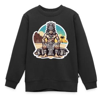 Mayan / Hochkultur / Peru / Maya Kalender / Motiv - Kinder Premium Organic Sweatshirt - Schwarz - Vorne - AI Model Kid Female (0cm)
