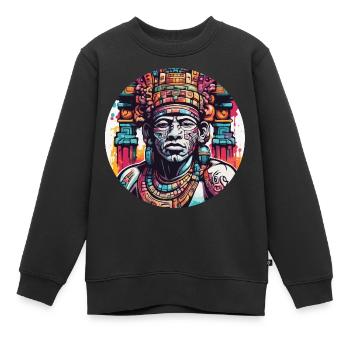 Mayan / Hochkultur / Peru / Maya Kalender / Motiv - Kinder Premium Organic Sweatshirt - Schwarz - Vorne - AI Model Kid Female (0cm)