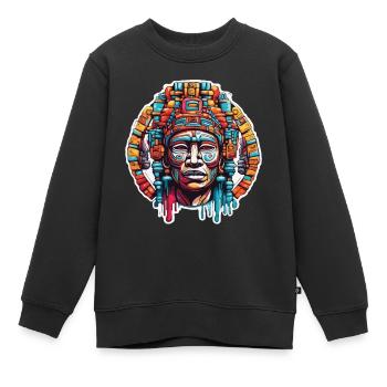 Mayan / Hochkultur / Peru / Maya Kalender / Motiv - Kinder Premium Organic Sweatshirt - Schwarz - Vorne - AI Model Kid Female (0cm)