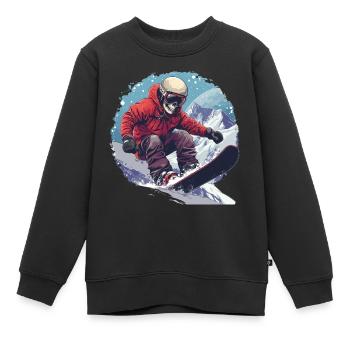 Skull Snowboarder Snowboard Après-Ski - Sweat Premium enfant bio - noir - Devant - AI Model Kid Female (0cm)