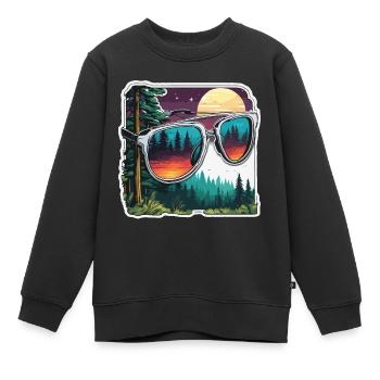 Sonnenbrille / Reflektion / Wald / Spiegelung - Kinder Premium Organic Sweatshirt - Schwarz - Vorne - AI Model Kid Female (0cm)
